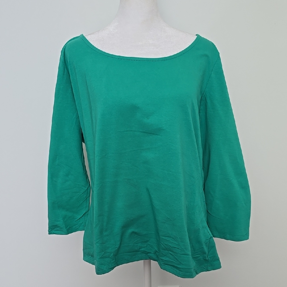 Boston Proper Emerald Green 3/4 Sleeve Top